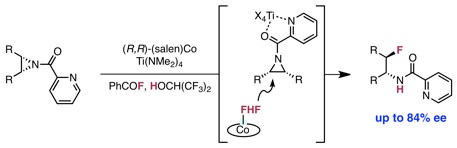 Enantioselective fluoride ring opening of aziridines enabled by cooperative Lewis acid catalysis