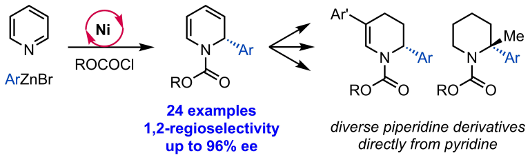Nickel-catalyzed enantioselective arylation of pyridine